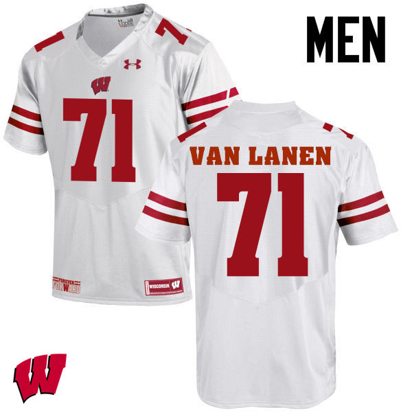 Wisconsin Badgers Men's #71 Cole Van Lanen NCAA Under Armour Authentic White College Stitched Football Jersey OS40J64OA